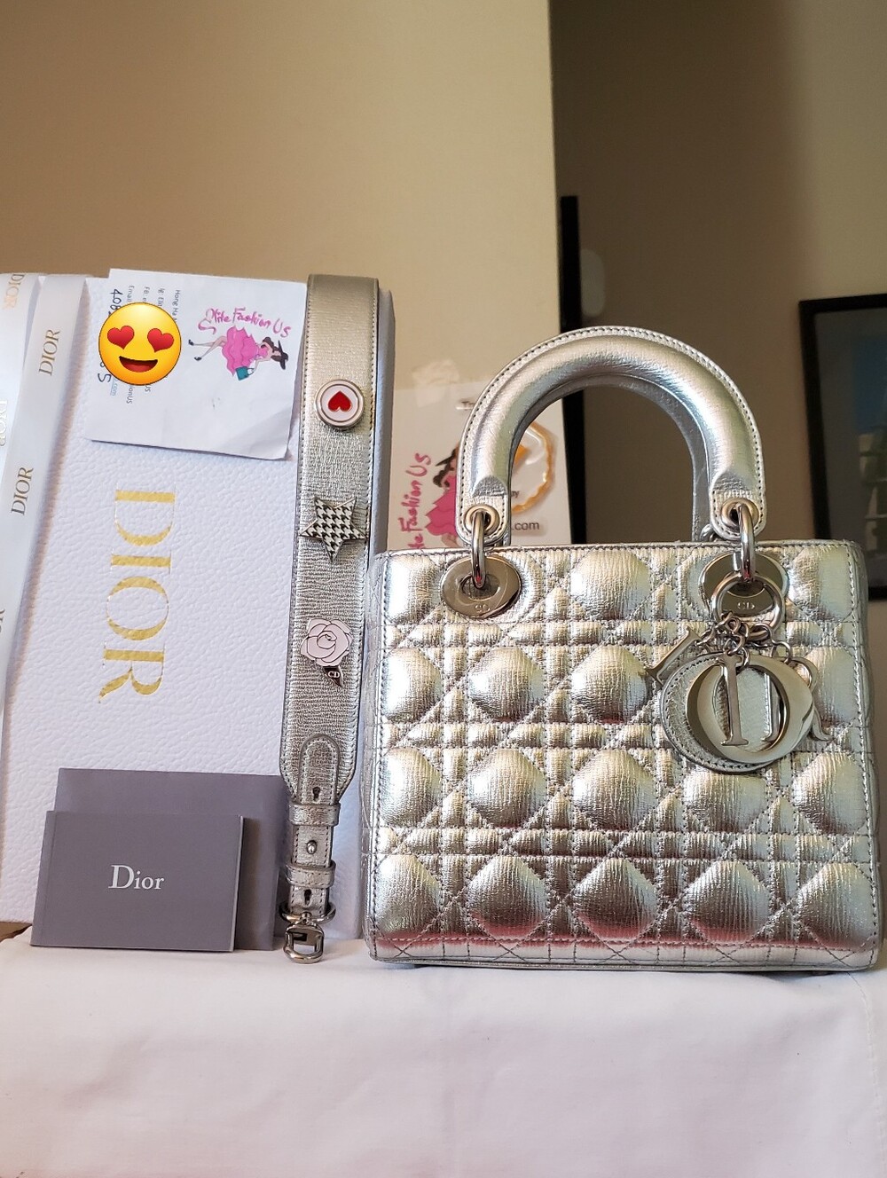 Lady Dior MyDiorABC Silver Calfskin Small Bag